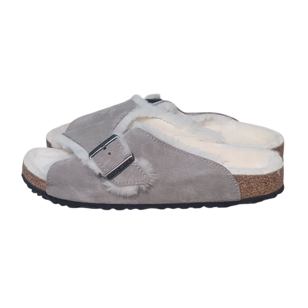 Birkenstock Arizona Shearling Slides Gray 40 - Picture 2 of 6